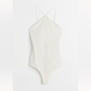 H&M off white jersey thong bodysuit